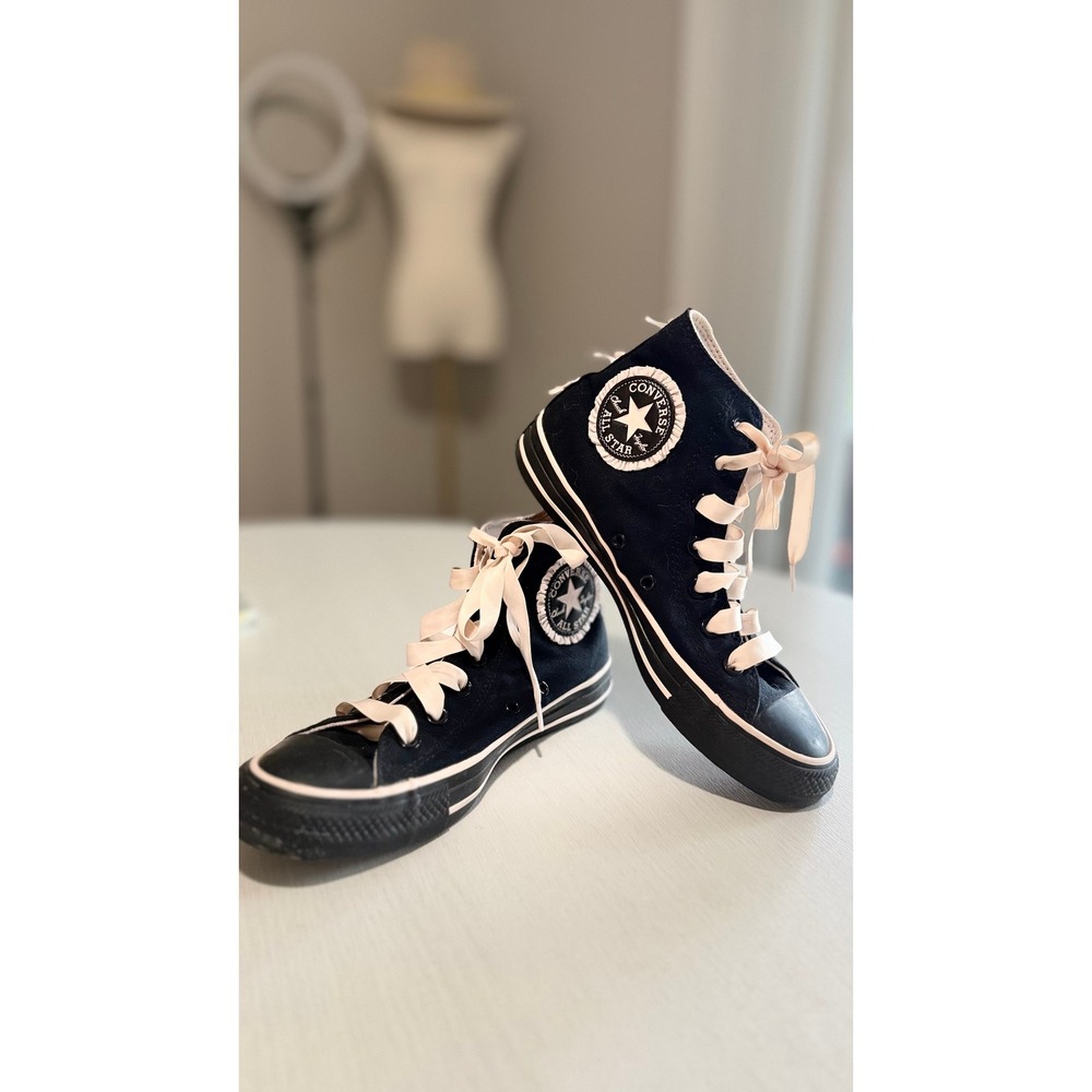 Converse Chuck Taylor All Star Bows Ruffle High Top Black Pink A12903C Womens 8